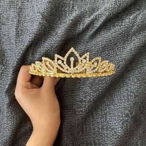 Gold tiara with silver rhinestones
